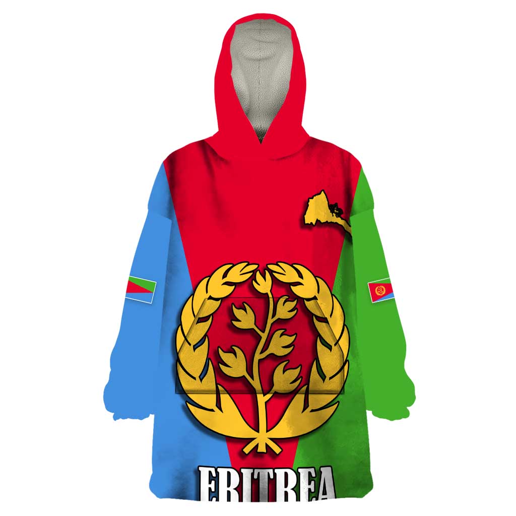 Personalized Eritrea Emblem Wearable Blanket Hoodie With Flag Color - Wonder Print Shop