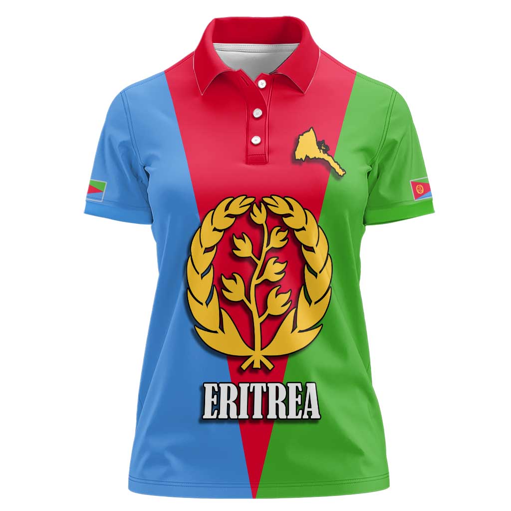Personalized Eritrea Emblem Women Polo Shirt With Flag Color - Wonder Print Shop