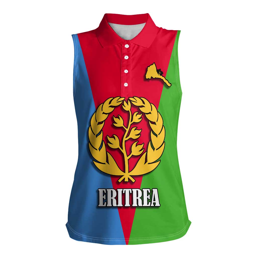 Personalized Eritrea Emblem Women Sleeveless Polo Shirt With Flag Color - Wonder Print Shop
