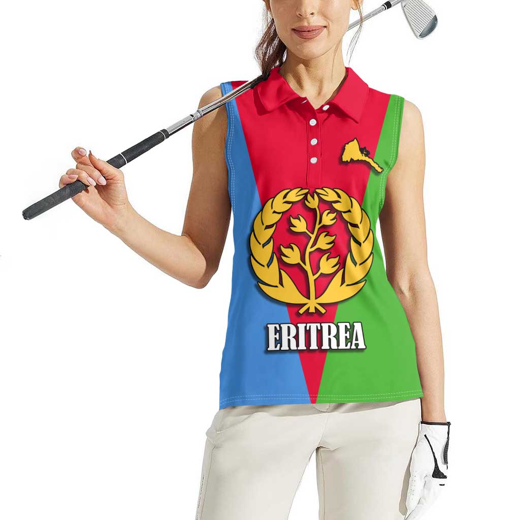 Personalized Eritrea Emblem Women Sleeveless Polo Shirt With Flag Color - Wonder Print Shop