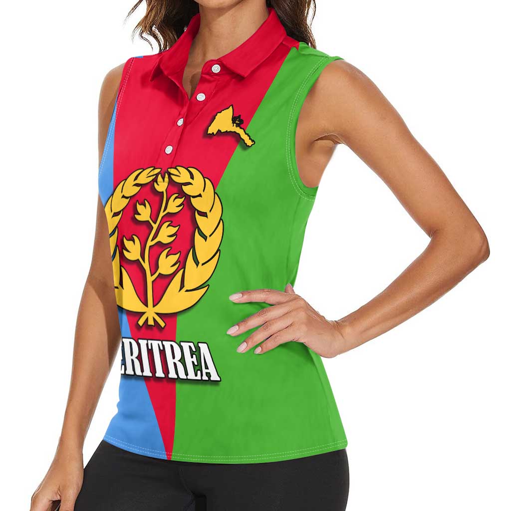 Personalized Eritrea Emblem Women Sleeveless Polo Shirt With Flag Color - Wonder Print Shop