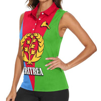 Personalized Eritrea Emblem Women Sleeveless Polo Shirt With Flag Color - Wonder Print Shop