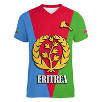 Personalized Eritrea Emblem Women V-Neck T-Shirt With Flag Color - Wonder Print Shop
