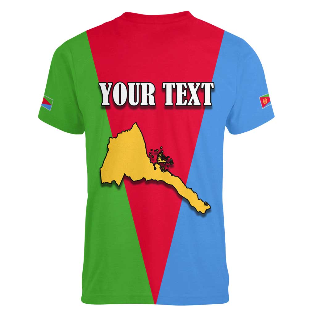 Personalized Eritrea Emblem Women V-Neck T-Shirt With Flag Color - Wonder Print Shop