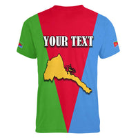 Personalized Eritrea Emblem Women V-Neck T-Shirt With Flag Color - Wonder Print Shop