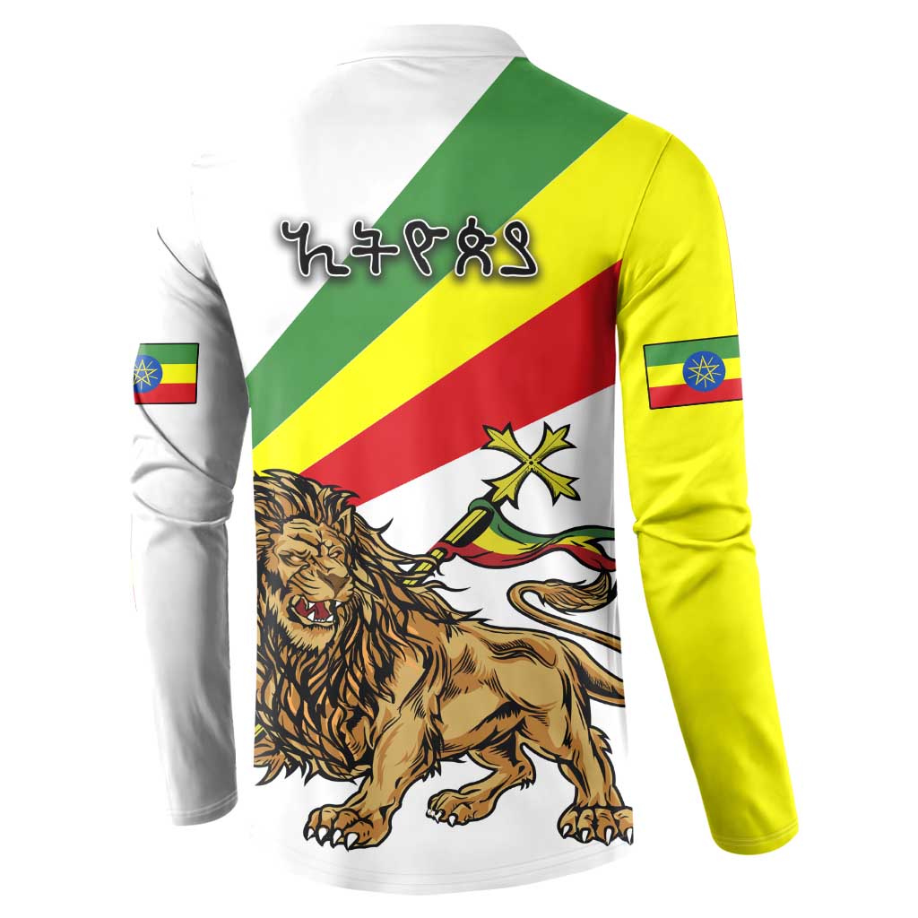 Ethiopia Button Sweatshirt Lion Of Judah Emblem With Cross - Wonder Print Shop
