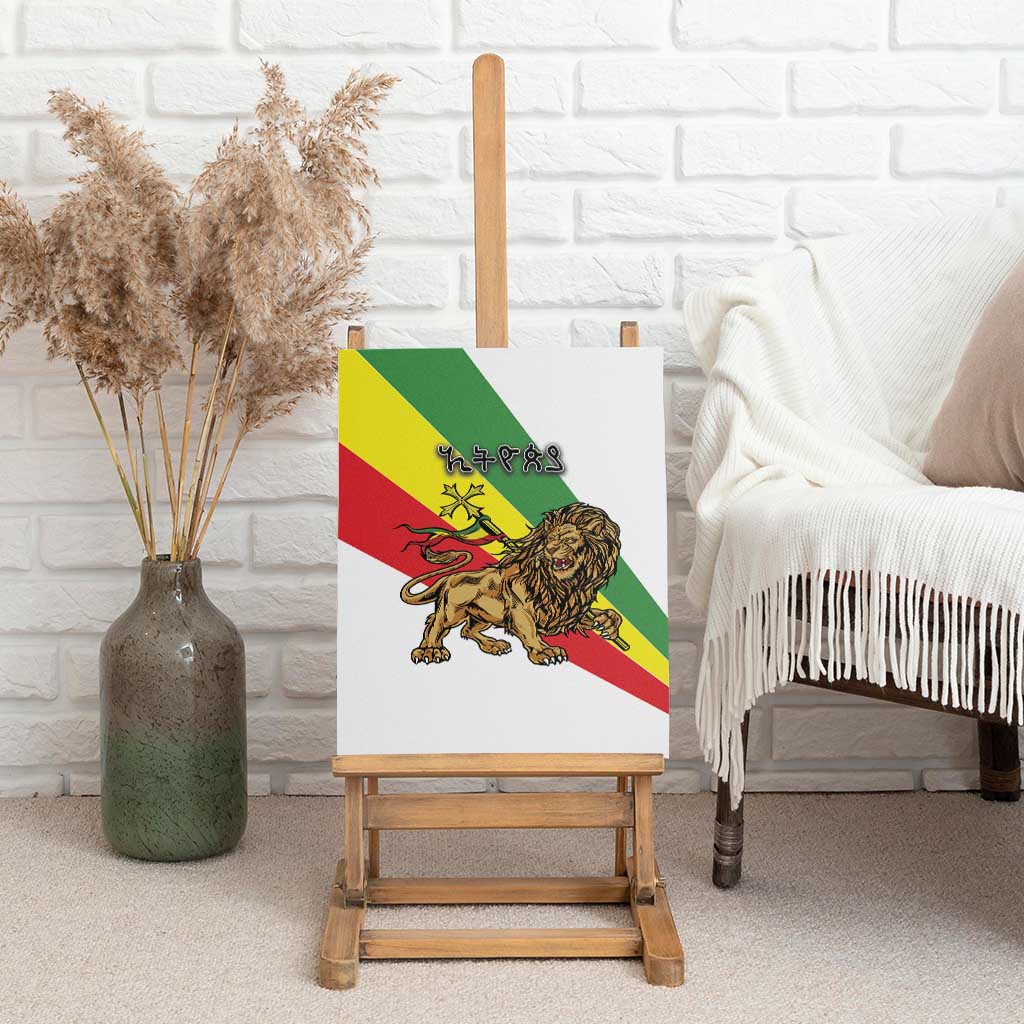 Ethiopia Canvas Wall Art Lion Of Judah Emblem With Cross - Wonder Print Shop