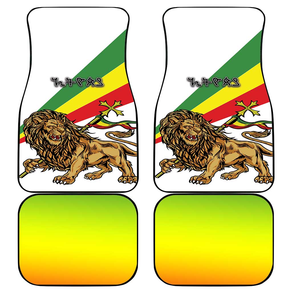 Ethiopia Car Mats Lion Of Judah Emblem With Cross - Wonder Print Shop