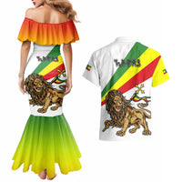 Ethiopia Couples Matching Mermaid Dress and Hawaiian Shirt Lion Of Judah Emblem With Cross - Wonder Print Shop