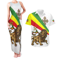 Ethiopia Couples Matching Tank Maxi Dress and Hawaiian Shirt Lion Of Judah Emblem With Cross - Wonder Print Shop