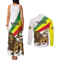 Ethiopia Couples Matching Tank Maxi Dress and Long Sleeve Button Shirt Lion Of Judah Emblem With Cross - Wonder Print Shop