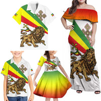 Ethiopia Family Matching Off Shoulder Maxi Dress and Hawaiian Shirt Lion Of Judah Emblem With Cross - Wonder Print Shop