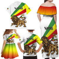 Ethiopia Family Matching Off Shoulder Maxi Dress and Hawaiian Shirt Lion Of Judah Emblem With Cross - Wonder Print Shop