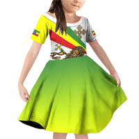 Ethiopia Family Matching Off Shoulder Short Dress and Hawaiian Shirt Lion Of Judah Emblem With Cross - Wonder Print Shop