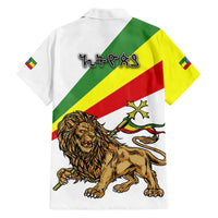 Ethiopia Family Matching Off Shoulder Short Dress and Hawaiian Shirt Lion Of Judah Emblem With Cross - Wonder Print Shop