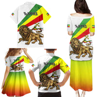 Ethiopia Family Matching Puletasi and Hawaiian Shirt Lion Of Judah Emblem With Cross - Wonder Print Shop