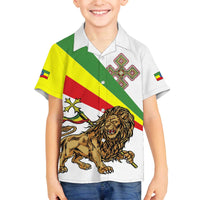 Ethiopia Family Matching Puletasi and Hawaiian Shirt Lion Of Judah Emblem With Cross - Wonder Print Shop