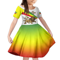 Ethiopia Family Matching Short Sleeve Bodycon Dress and Hawaiian Shirt Lion Of Judah Emblem With Cross - Wonder Print Shop