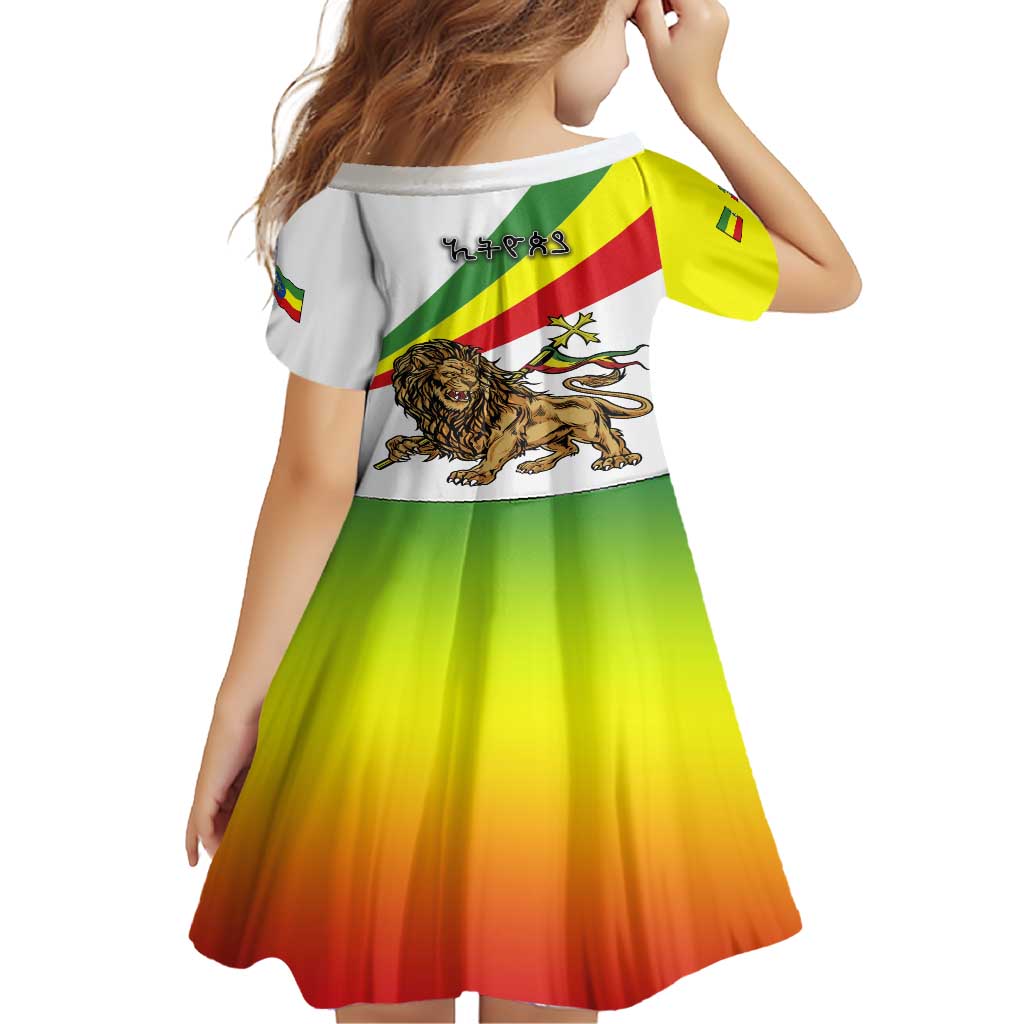 Ethiopia Family Matching Short Sleeve Bodycon Dress and Hawaiian Shirt Lion Of Judah Emblem With Cross - Wonder Print Shop