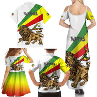 Ethiopia Family Matching Summer Maxi Dress and Hawaiian Shirt Lion Of Judah Emblem With Cross - Wonder Print Shop