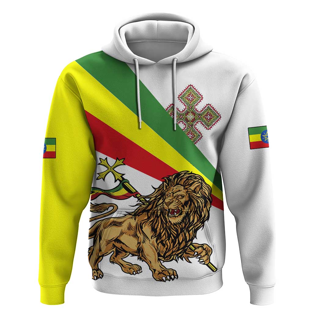 Ethiopia Hoodie Lion Of Judah Emblem With Cross - Wonder Print Shop