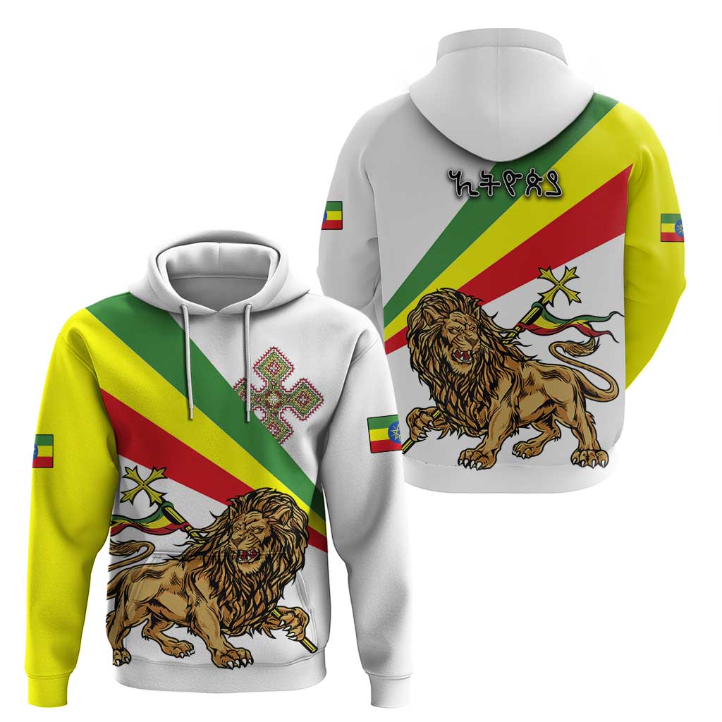 Ethiopia Hoodie Lion Of Judah Emblem With Cross - Wonder Print Shop