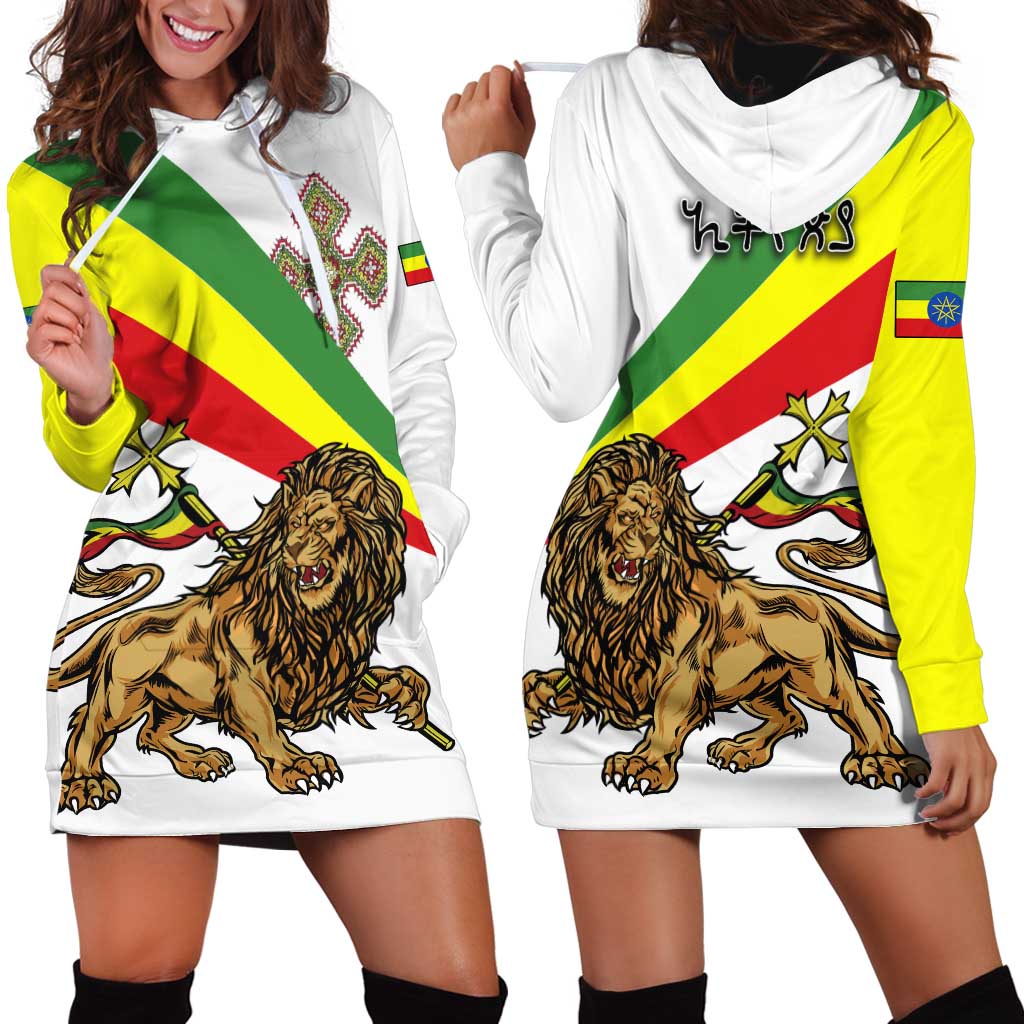 Ethiopia Hoodie Dress Lion Of Judah Emblem With Cross - Wonder Print Shop
