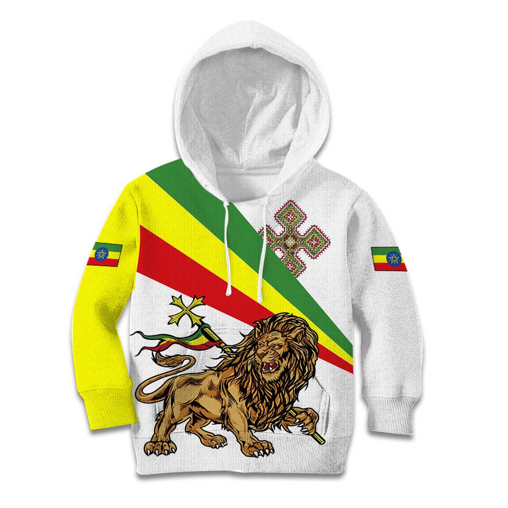 Ethiopia Kid Hoodie Lion Of Judah Emblem With Cross - Wonder Print Shop