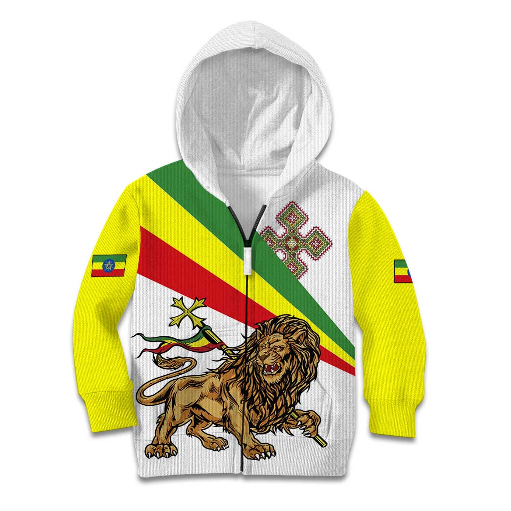 Ethiopia Kid Hoodie Lion Of Judah Emblem With Cross - Wonder Print Shop