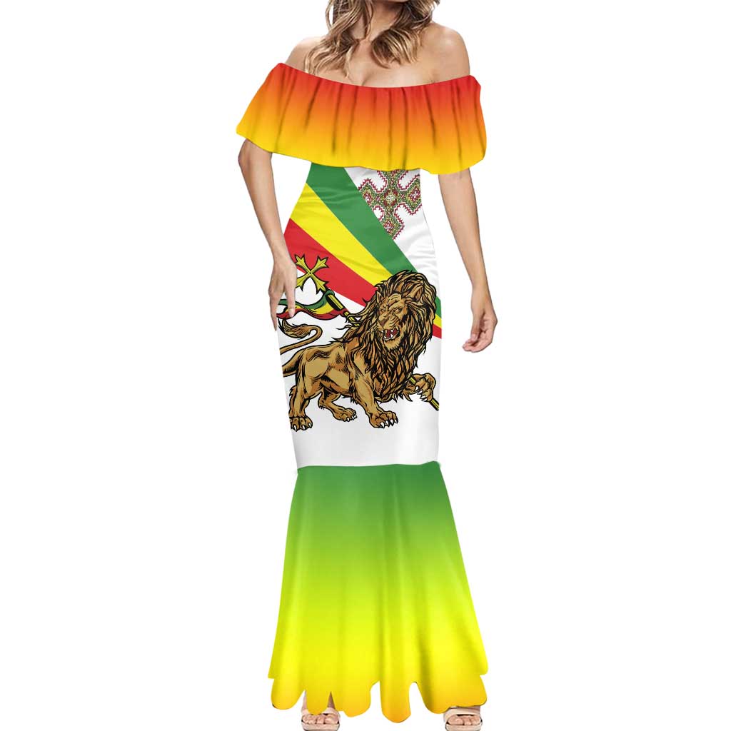 Ethiopia Mermaid Dress Lion Of Judah Emblem With Cross - Wonder Print Shop