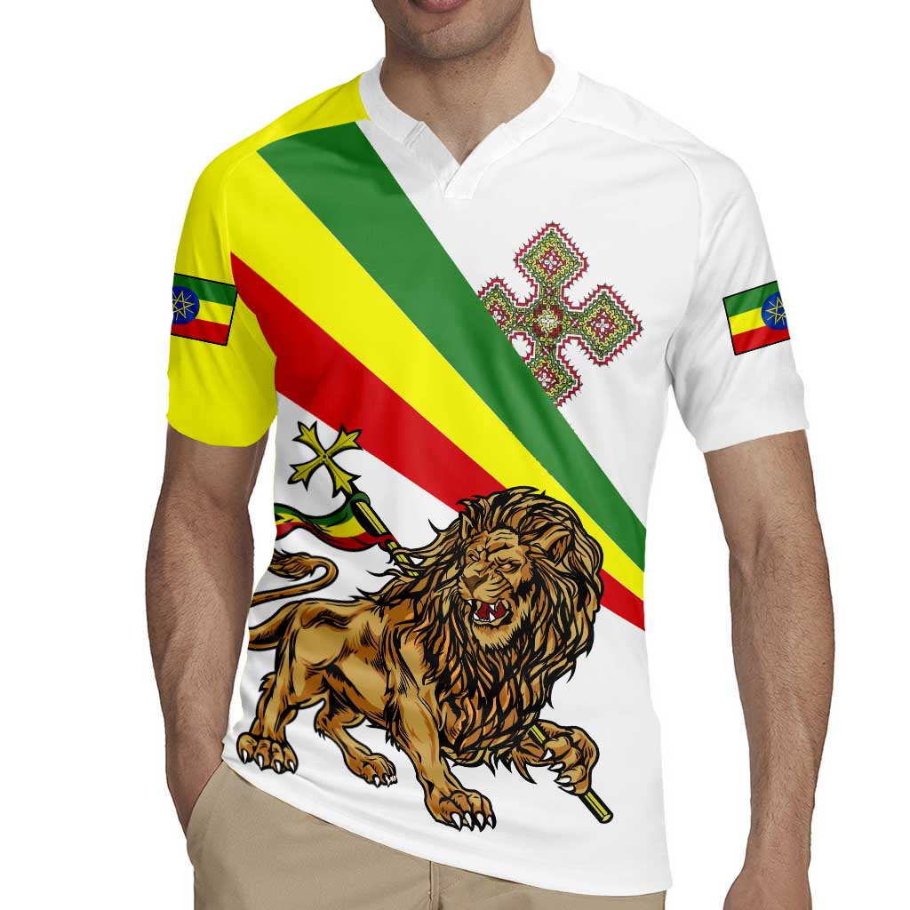 Ethiopia Rugby Jersey Lion Of Judah Emblem With Cross - Wonder Print Shop