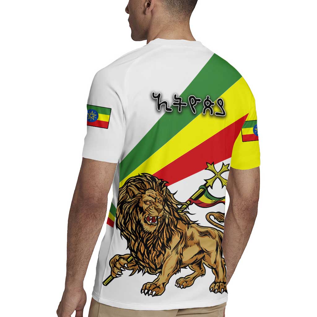 Ethiopia Rugby Jersey Lion Of Judah Emblem With Cross - Wonder Print Shop