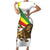 Ethiopia Short Sleeve Bodycon Dress Lion Of Judah Emblem With Cross - Wonder Print Shop