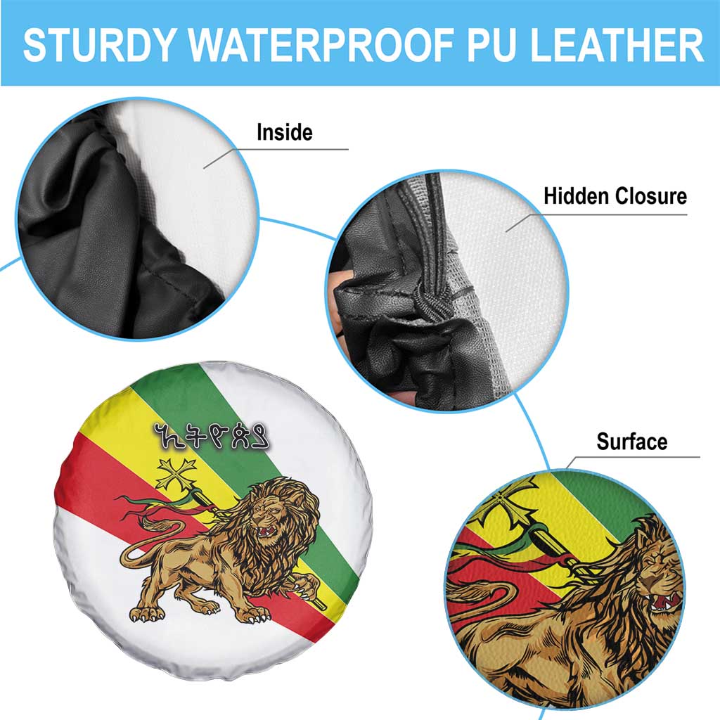 Ethiopia Spare Tire Cover Lion Of Judah Emblem With Cross - Wonder Print Shop