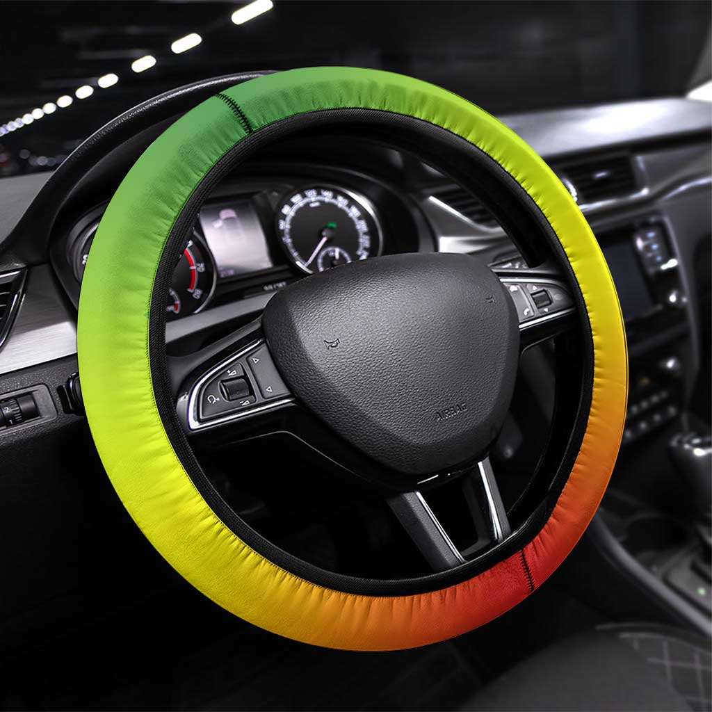 Ethiopia Steering Wheel Cover Lion Of Judah Emblem With Cross - Wonder Print Shop