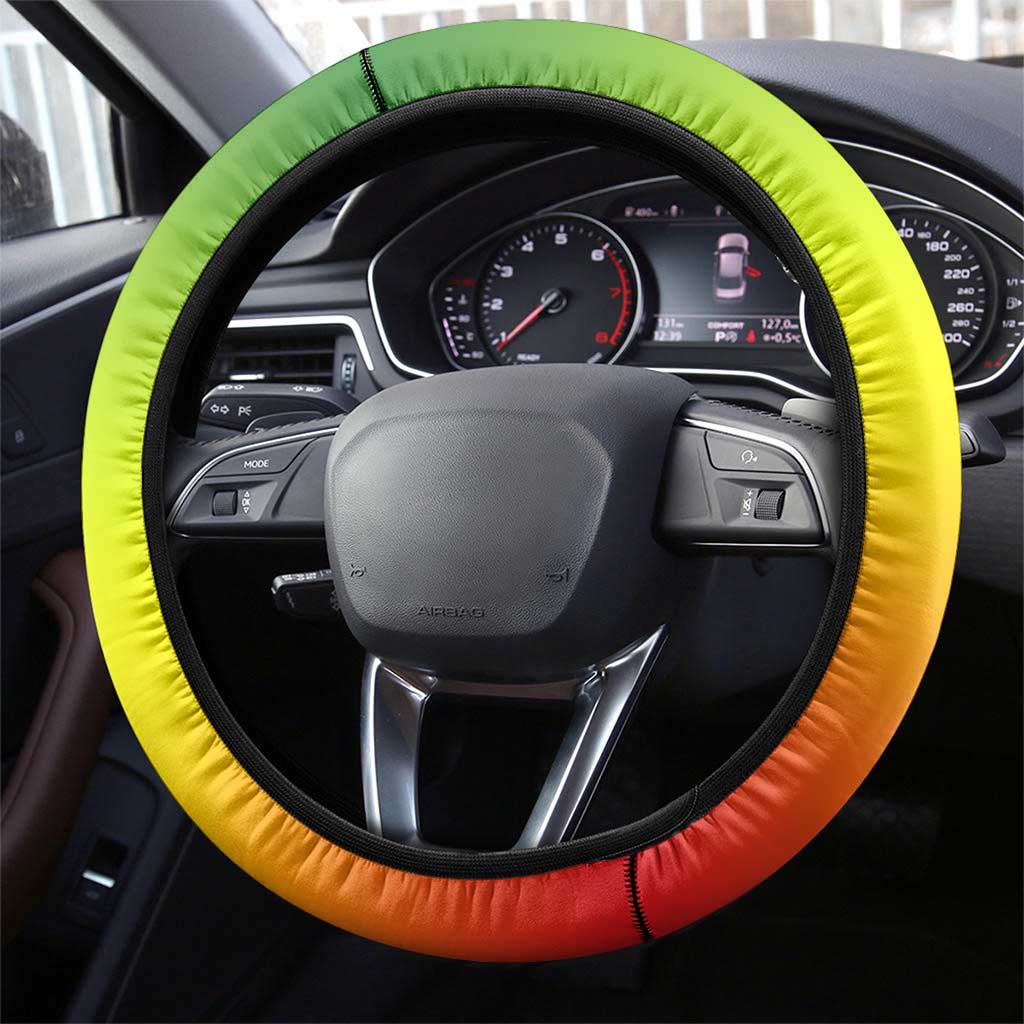 Ethiopia Steering Wheel Cover Lion Of Judah Emblem With Cross - Wonder Print Shop