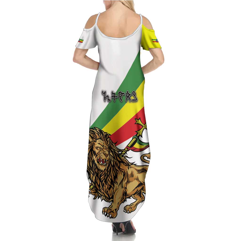 Ethiopia Summer Maxi Dress Lion Of Judah Emblem With Cross - Wonder Print Shop