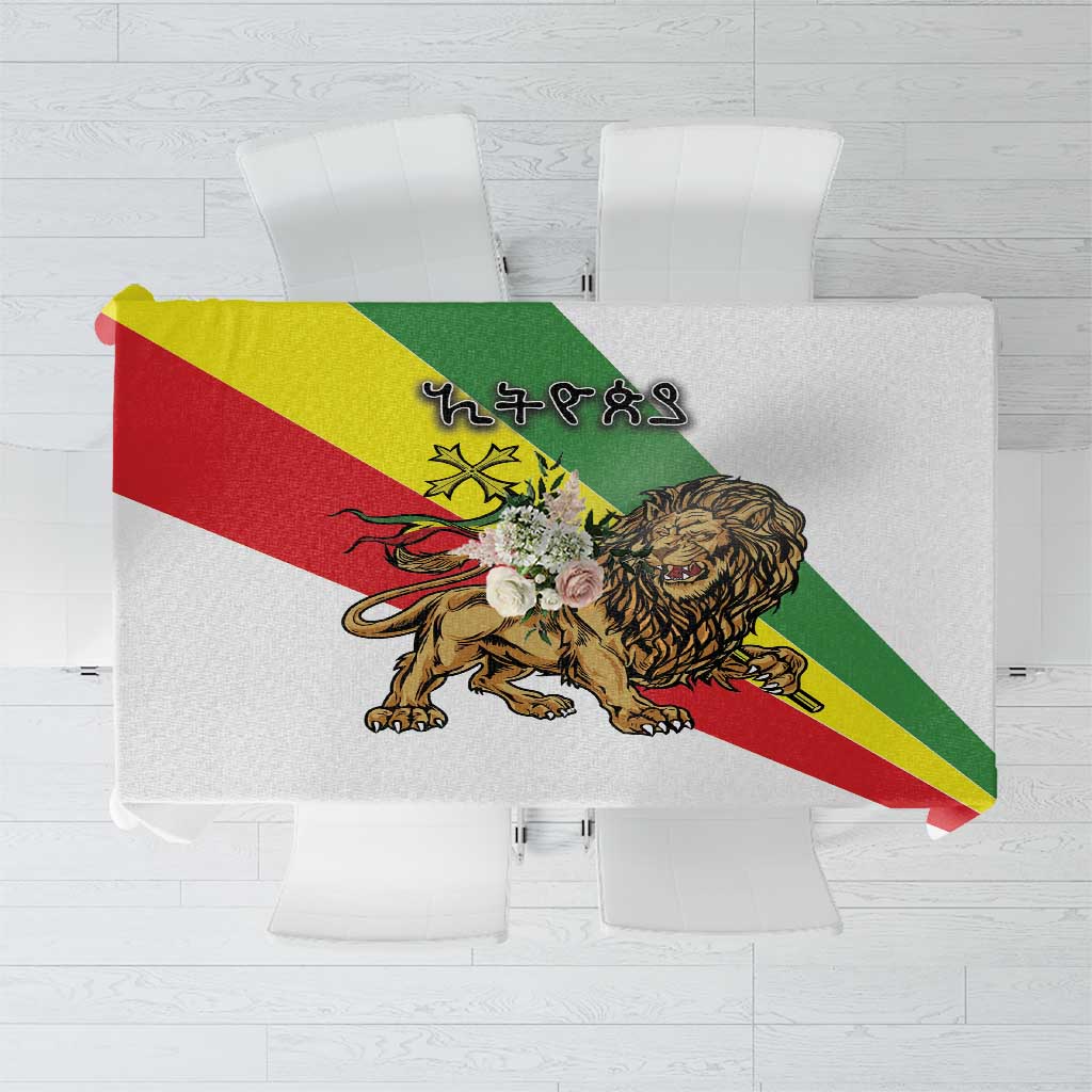 Ethiopia Tablecloth Lion Of Judah Emblem With Cross - Wonder Print Shop
