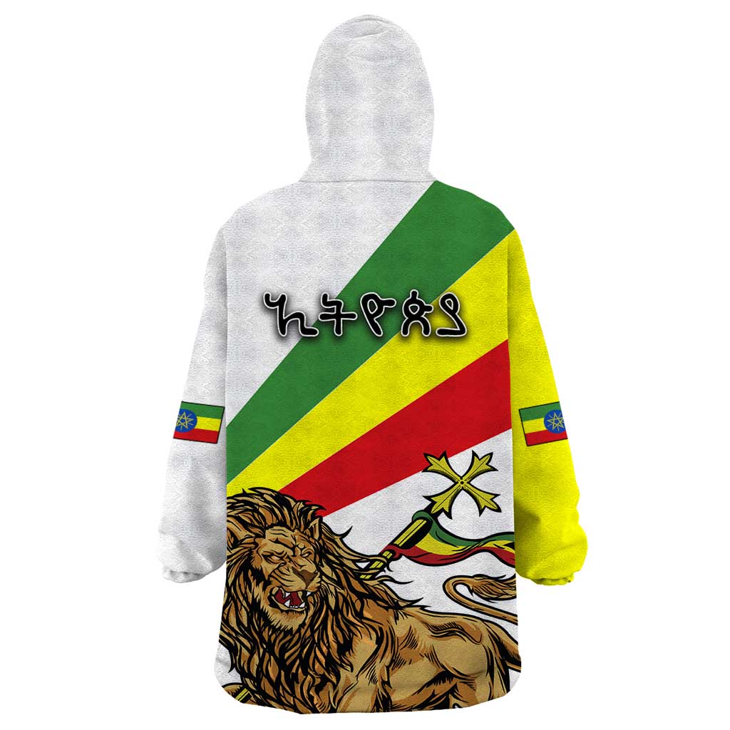 Ethiopia Wearable Blanket Hoodie Lion Of Judah Emblem With Cross - Wonder Print Shop