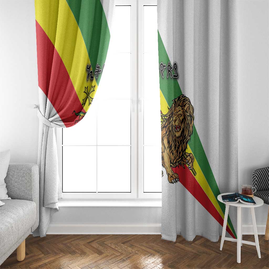 Ethiopia Window Curtain Lion Of Judah Emblem With Cross - Wonder Print Shop