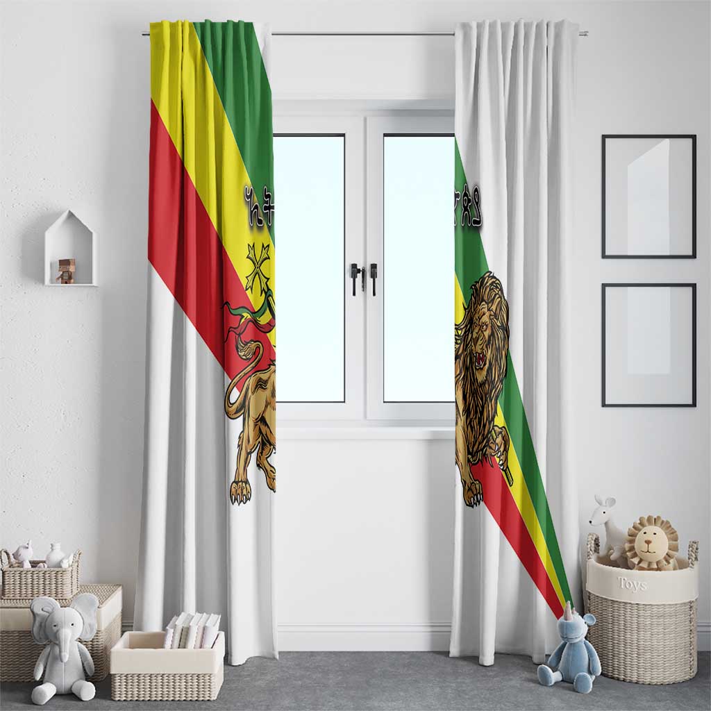 Ethiopia Window Curtain Lion Of Judah Emblem With Cross - Wonder Print Shop
