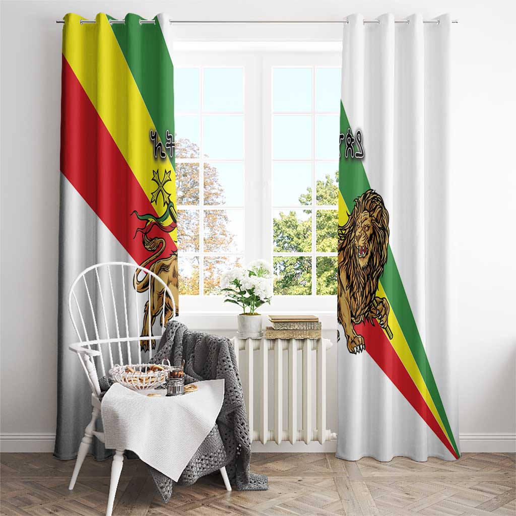 Ethiopia Window Curtain Lion Of Judah Emblem With Cross - Wonder Print Shop