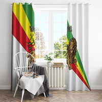 Ethiopia Window Curtain Lion Of Judah Emblem With Cross - Wonder Print Shop
