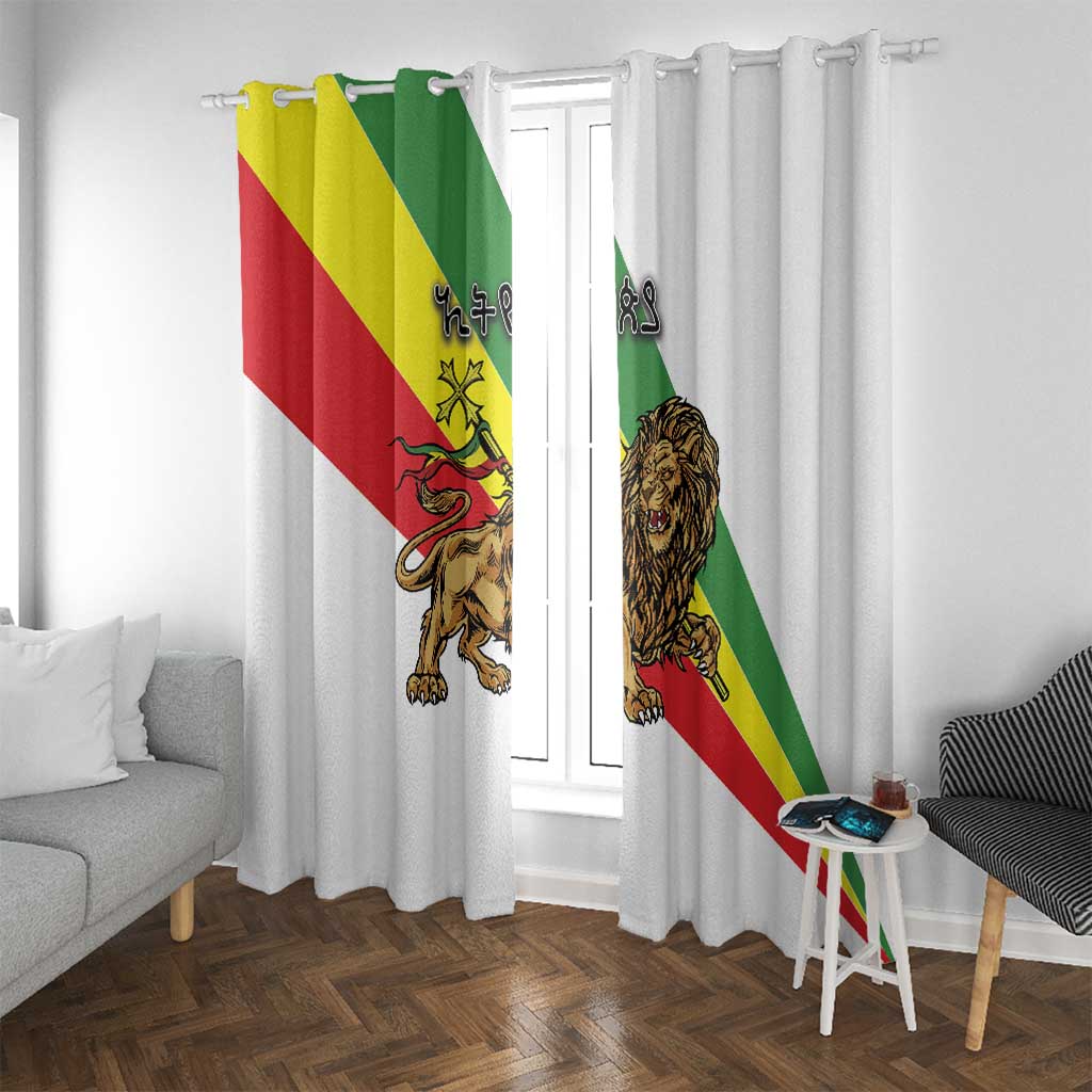 Ethiopia Window Curtain Lion Of Judah Emblem With Cross - Wonder Print Shop