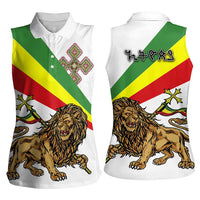 Ethiopia Women Sleeveless Polo Shirt Lion Of Judah Emblem With Cross - Wonder Print Shop