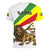 Ethiopia Women V-Neck T-Shirt Lion Of Judah Emblem With Cross - Wonder Print Shop