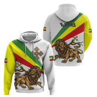 Ethiopia Zip Hoodie Lion Of Judah Emblem With Cross - Wonder Print Shop
