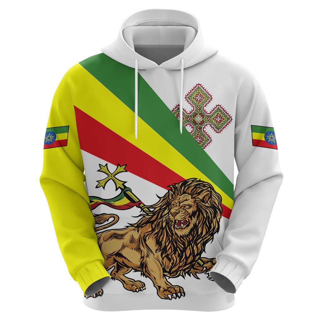 Ethiopia Zip Hoodie Lion Of Judah Emblem With Cross - Wonder Print Shop