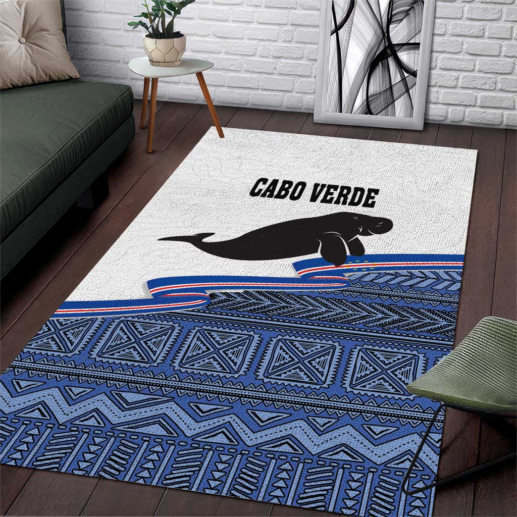 Cape Verde Manatee Area Rug Pattern With Flag Color - Wonder Print Shop