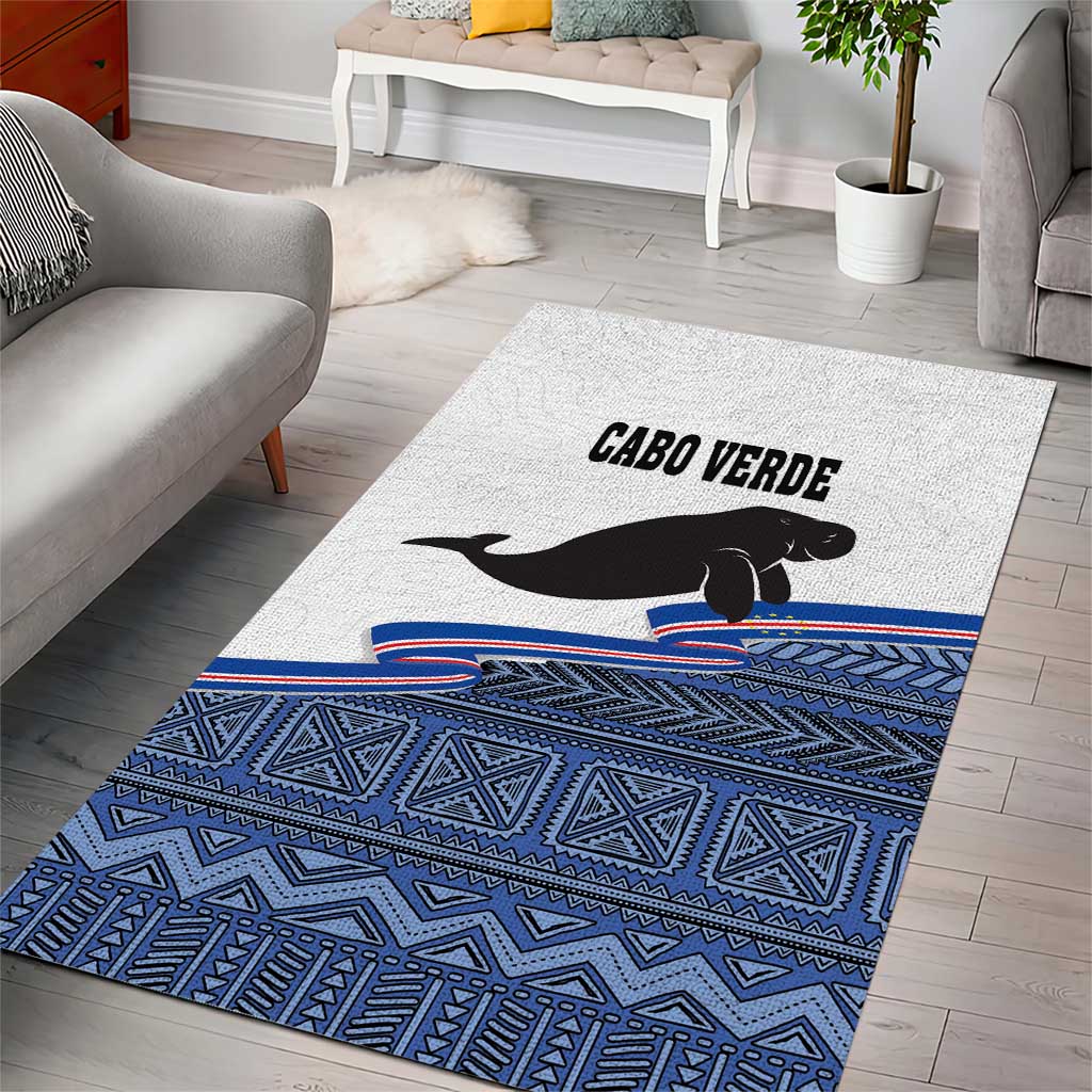 Cape Verde Manatee Area Rug Pattern With Flag Color - Wonder Print Shop